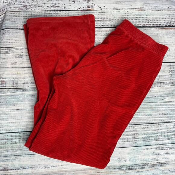 Aerie Groove On Velour High Waisted Flare Pants Red Large - Picture 4 of 4